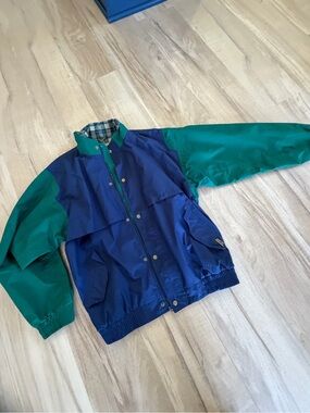 Vintage Tourney Gore-Tex Green Plaid Rain Jacket - Large